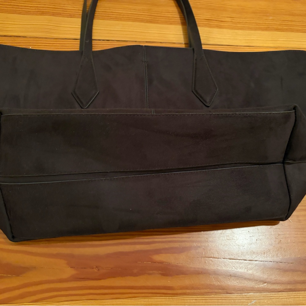 H&M Shopper Tote I Work Bag Dark Brown Suede like material - Picture 3 of 3